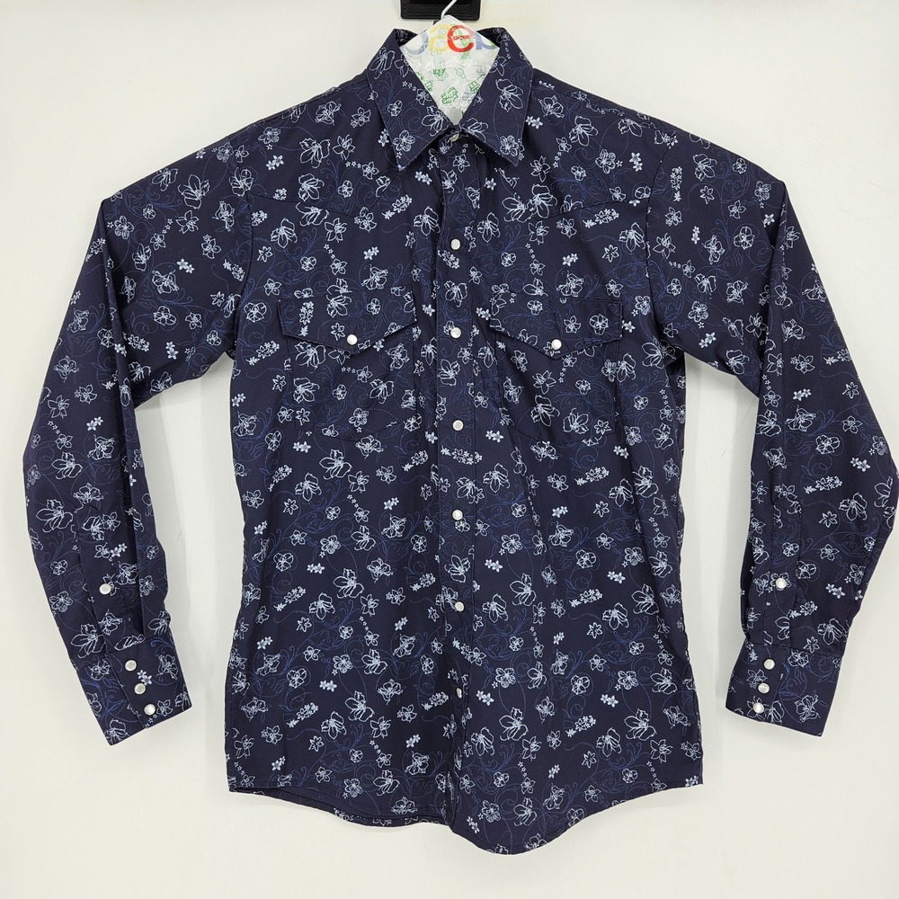 Hannover Shirt‎ Mens Small Western Pearl Snap Cowboy Rodeo Long Sleeve Floral